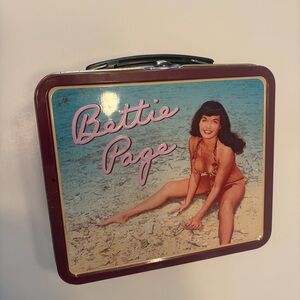 Bettie Page Retro Metal Lunchbox - Pink & Teal